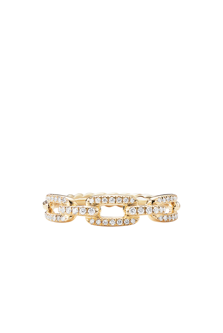 Stax Chainlink Ring, 18K Yellow Gold & Diamonds
